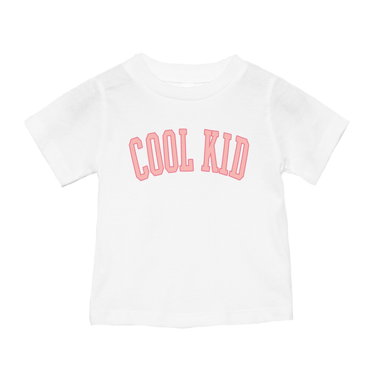 Cool Kid (Pink Varsity) - Kids Tee (White)