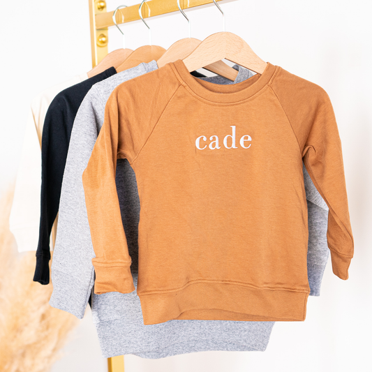 Custom Embroidered Name - Kids Sweatshirt (Camel)