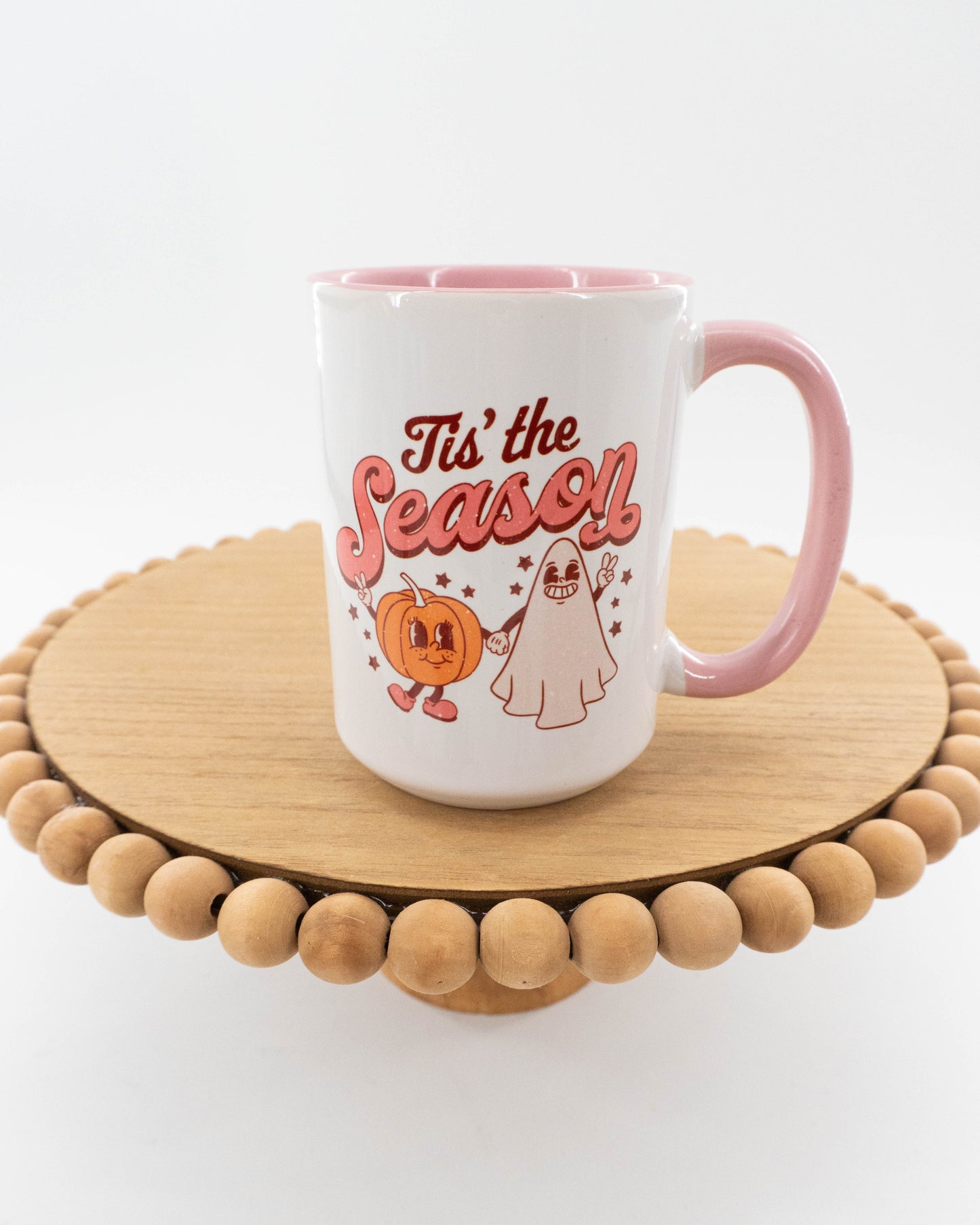 Fall Tis the Season - Coffee Mug (Pink Handle & Inside)
