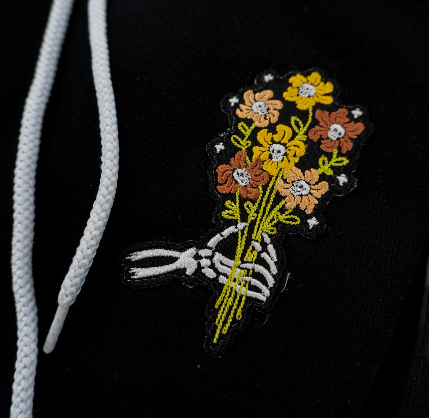 Skeleton Bouquet - Embroidered Hoodie (Black)