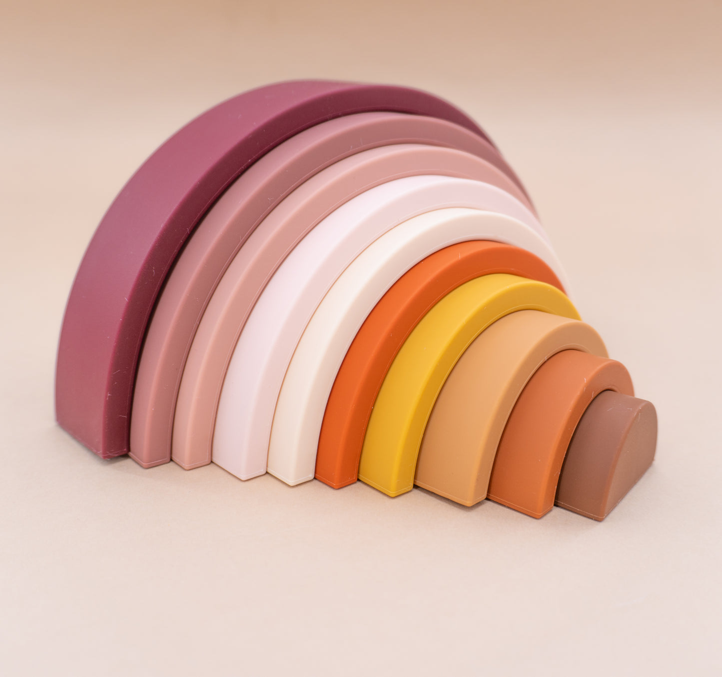 Silicone Rainbow Stacking Toy 10 pcs  - Mauve Rust