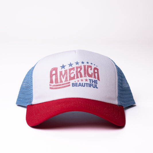 America the Beautiful - Foam Trucker Hat (Red/White/Sky Blue)