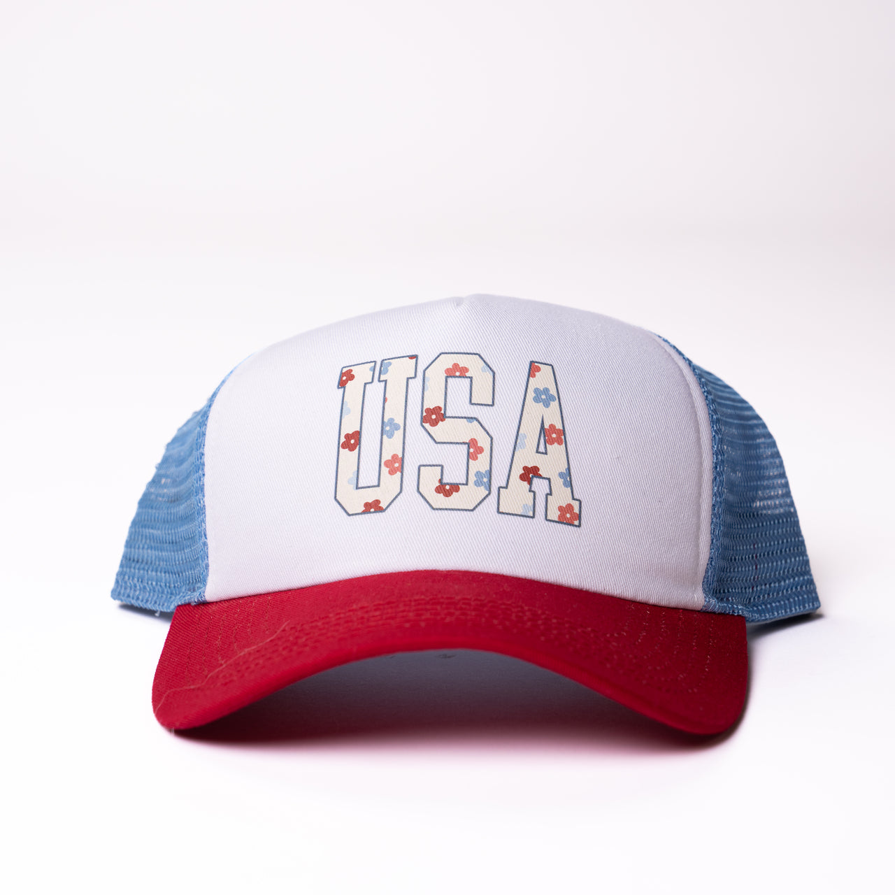 USA Varsity (Daisy) - Foam Trucker Hat (Red/White/Sky Blue)
