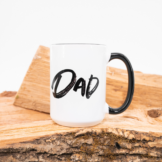 Dad (Brushed) - Coffee Mug (Black Handle & Rim)