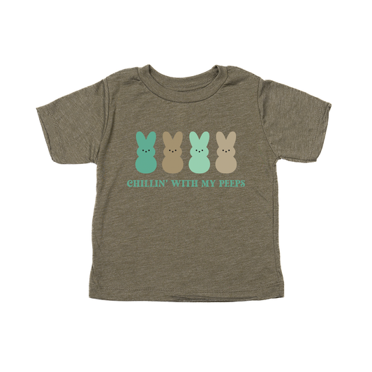 Chillin With My Peeps (Blue) - Kids Tee (Olive)