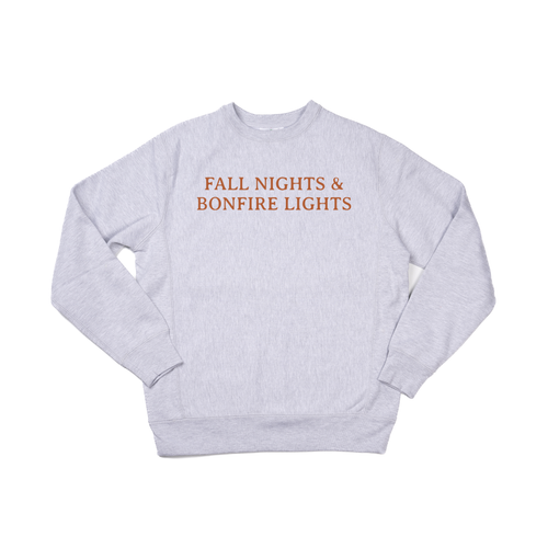 Fall Nights & Bonfire Lights (Rust) - Heavyweight Sweatshirt (Heather Gray)