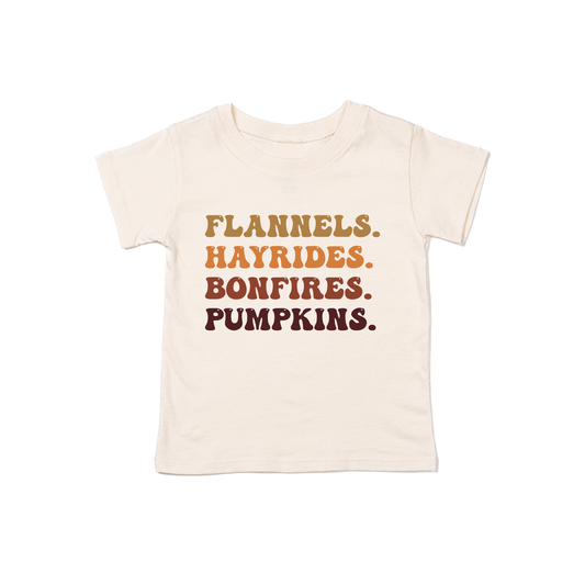 Flannels, Hayrides, Bonfires, Pumpkins - Kids Tee (Natural)