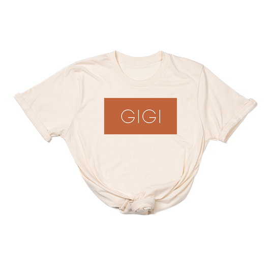 Gigi (Boxed Collection, Rust Box/White Text, Across Front) - Tee (Natural)