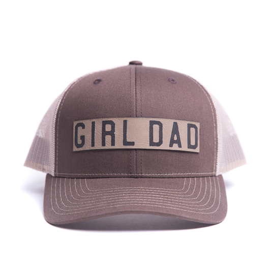 Girl Dad® (Leather Patch) - Trucker Hat (Brown/Tan)