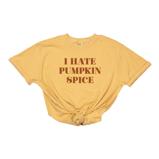 I Hate Pumpkin Spice (Rust) - Tee (Vintage Mustard, Short Sleeve)