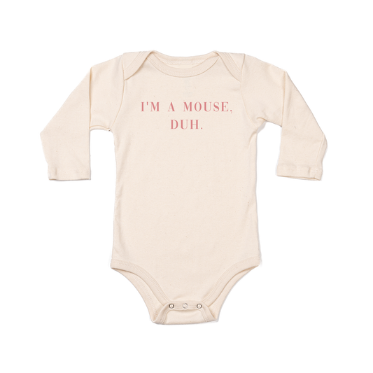 I'm a mouse, duh. (Pink) - Bodysuit (Natural, Long Sleeve)