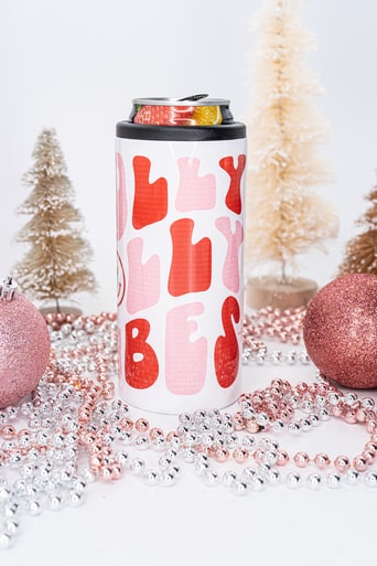 Holly Jolly Vibes Hard Seltzer Slim Can Cooler