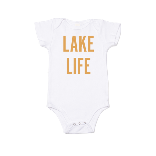 Lake Life (Mustard) - Bodysuit (White, Short Sleeve)