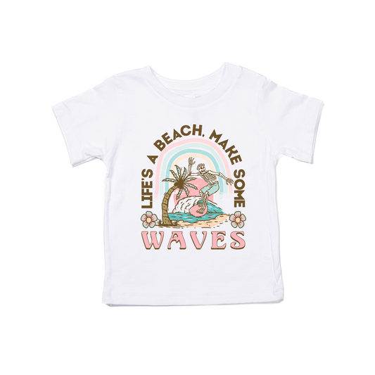Life's a Beach Make Some Waves - Kids Tee (White)