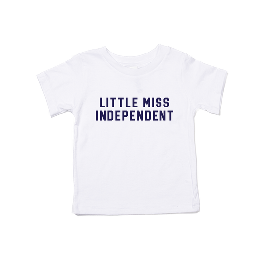 Little Miss Independent (Navy) - Kids Tee (White)