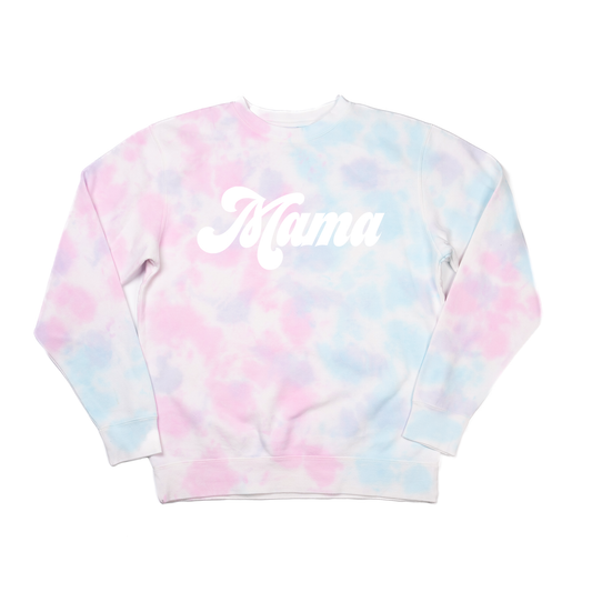 Mama (Retro, White) - Sweatshirt (Cotton Candy Tie Dye)