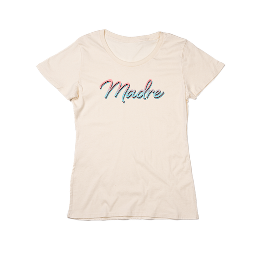 Madre (90's Inspired, Pink/Blue) - Women's Fitted Tee (Natural)
