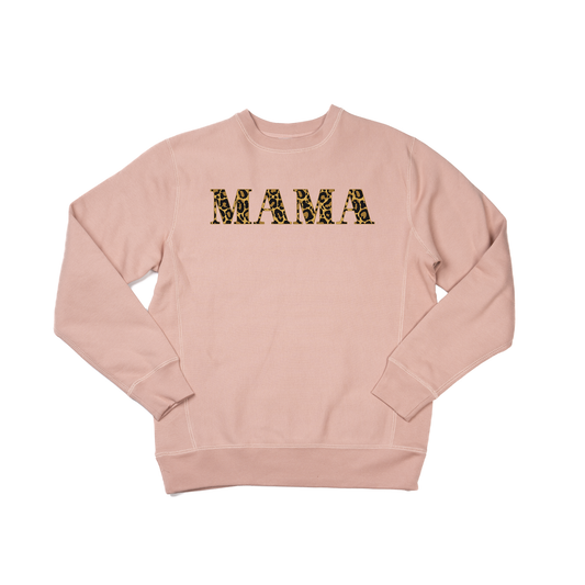 Mama (Leopard Print) - Heavyweight Sweatshirt (Dusty Rose)