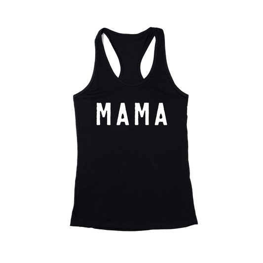 Mama (Rough, White) - Women's Racerback Tank Top (Black)