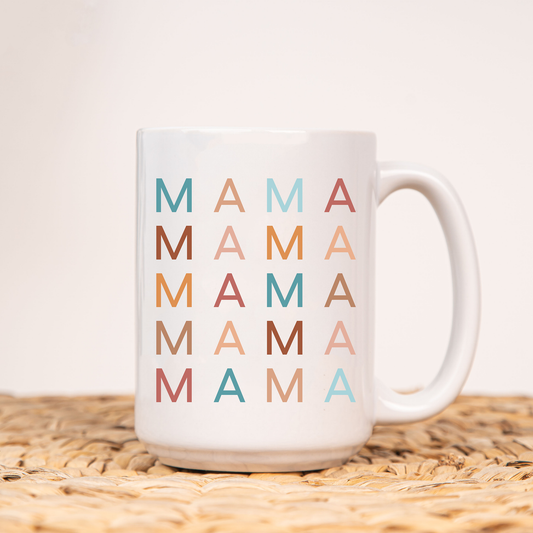 Mama (Stacked Multicolor) - Coffee Mug (White)
