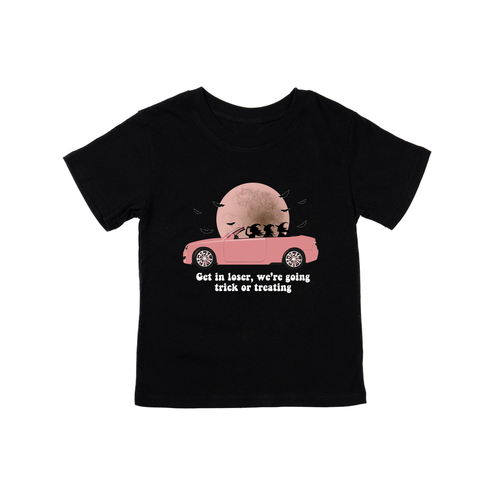 Get in Loser, We're Going Trick or Treating (White) - Kids Tee (Black)