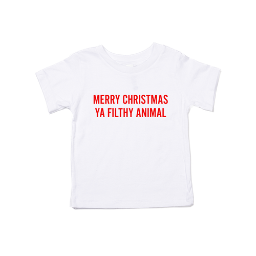 Merry Christmas Ya Filthy Animal  (Version 1, Red) - Kids Tee (White)