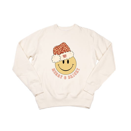 Merry & Bright Smiley Face - Heavyweight Sweatshirt (Natural)
