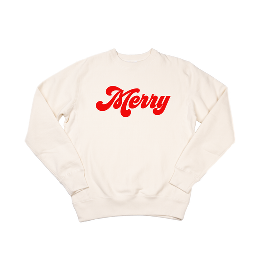 Merry (Retro, Red) - Heavyweight Sweatshirt (Natural)