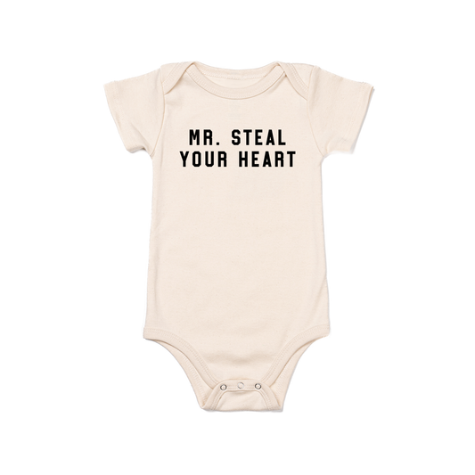 Mr. Steal Your Heart (Black) - Bodysuit (Natural, Short Sleeve)