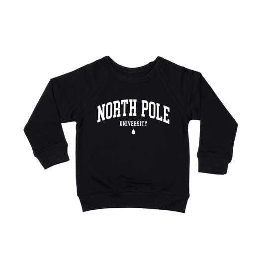 North Pole University (White) - Kids Sweatshirt (Black)