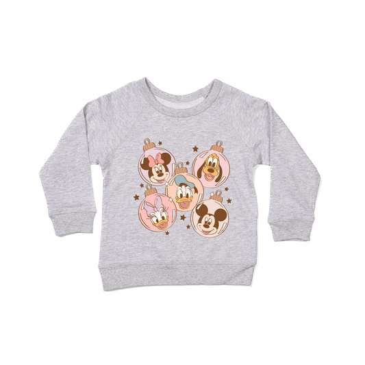 Ornament Friends (Pink) - Kids Sweatshirt (Heather Gray)
