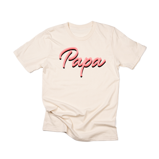 Papa (90's Inspired, Pink) - Tee (Natural)