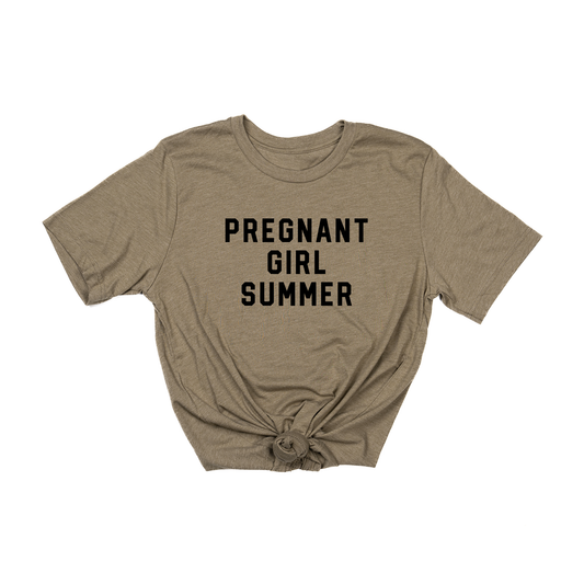 Pregnant Girl Summer (Black) - Tee (Olive)