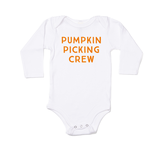 Pumpkin Picking Crew (Pumpkin) - Bodysuit (White, Long Sleeve)