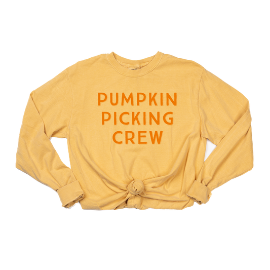 Pumpkin Picking Crew (Pumpkin) - Tee (Vintage Mustard, Long Sleeve)