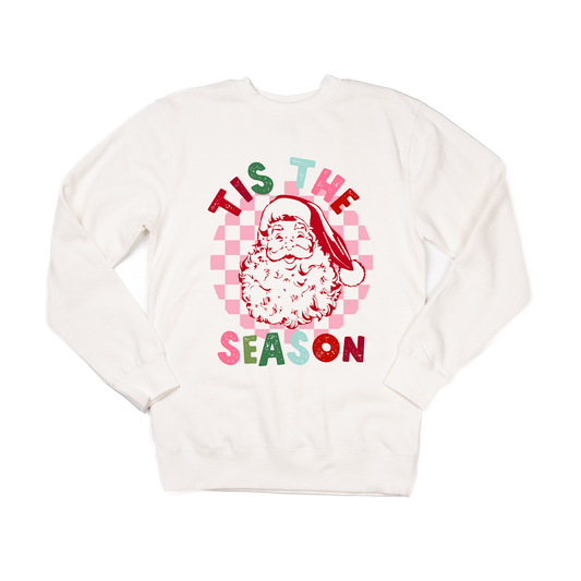 Retro Santa Tis the Season (Checkered) - Sweatshirt (Creme)