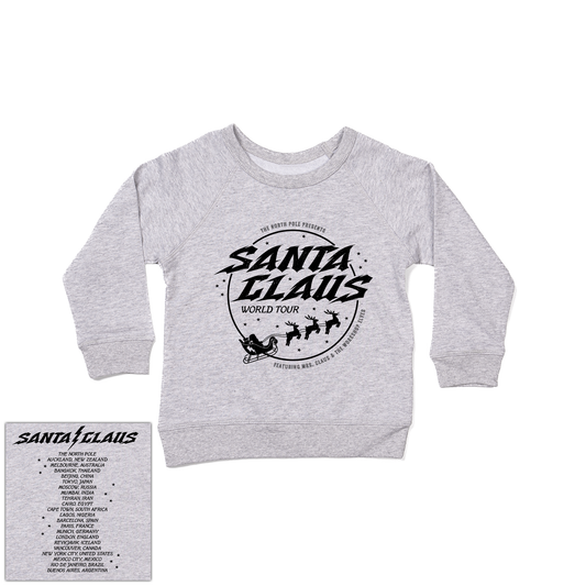 Santa Claus World Tour (Front & Back) - Kids Sweatshirt (Heather Gray)