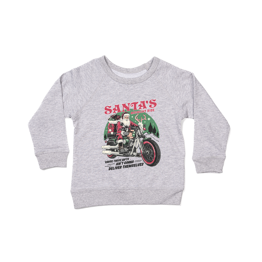 Santa's Midnight Ride (Graphic) - Kids Sweatshirt (Heather Gray)