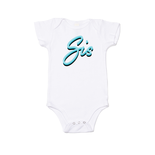 Sis (90's Inspired, Blue) - Bodysuit (White, Short Sleeve)