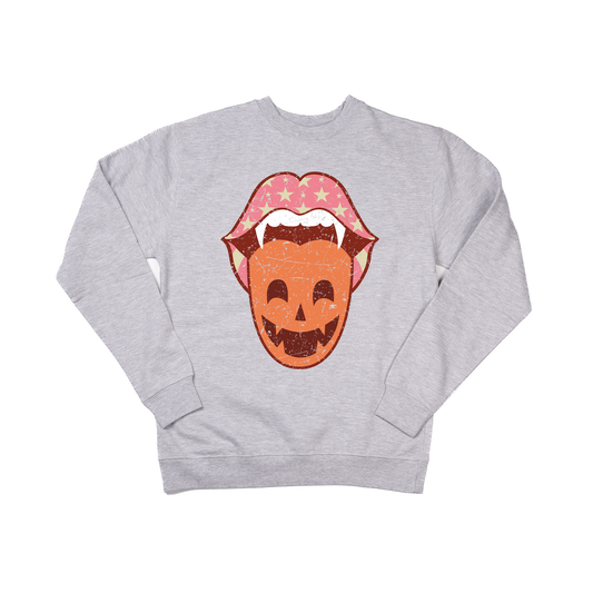 Spooky Pumpkin Tongue - Sweatshirt (Heather Gray)