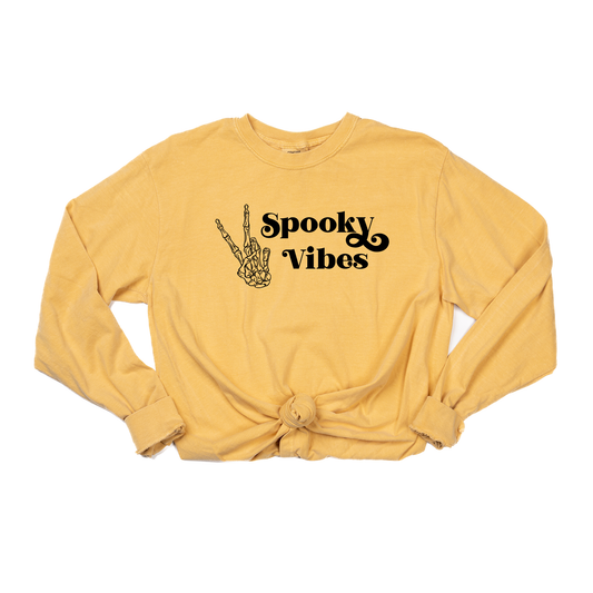 Spooky Vibes (Black) - Tee (Vintage Mustard, Long Sleeve)