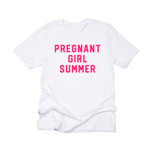 Pregnant Girl Summer (Hot Pink) - Tee (White)