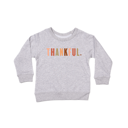 THANKFUL (heart) (Multi Color) - Kids Sweatshirt (Heather Gray)