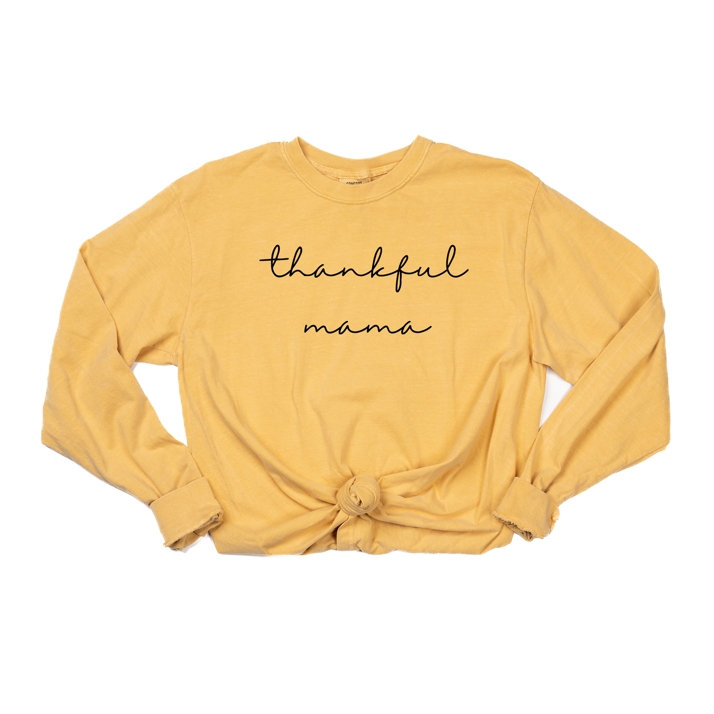 Thankful Mama (Black) - Tee (Vintage Mustard, Long Sleeve)