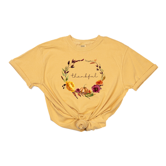 Thankful Wreath - Tee (Vintage Mustard, Short Sleeve)