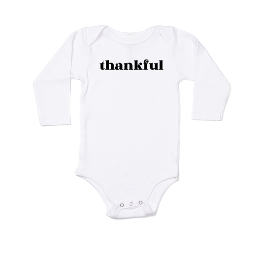 Thankful (Black) - Bodysuit (White, Long Sleeve)
