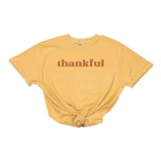 Thankful (Rust) - Tee (Vintage Mustard, Short Sleeve)
