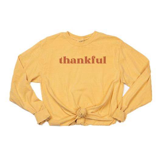 Thankful (Rust) - Tee (Vintage Mustard, Long Sleeve)