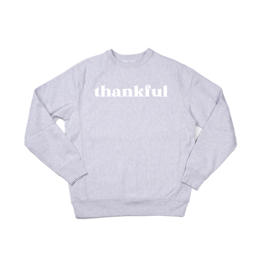 Thankful (White) - Heavyweight Sweatshirt (Heather Gray)