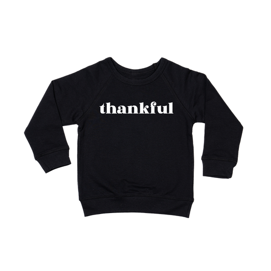 Thankful (White) - Kids Sweatshirt (Black)
